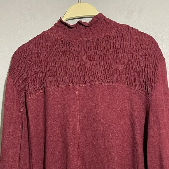 143 Story Line Up Sweater Blouse Women Size 3X Burgundy Smock Raw Long Sleeve - Picture 4 of 12